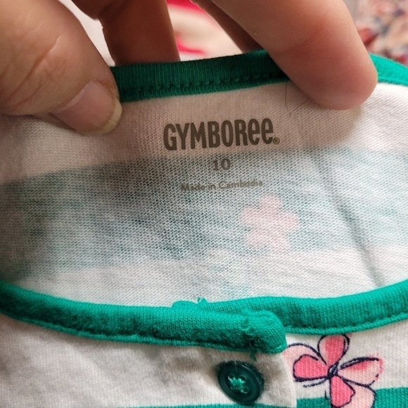 NWT Gymboree Green and White Striped Romper - Picture 2 of 6